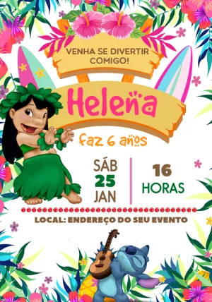 Invitación de cumpleaños Stitch – Estático – Artes da Babi