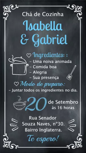 Convite Chá de Cozinha Quadro Negro para Editar Online