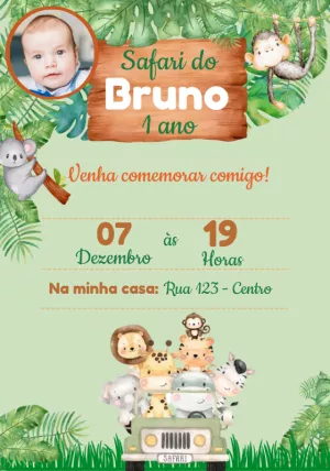 Safari Birthday Invitation – Static – Convites e Artes Digitais