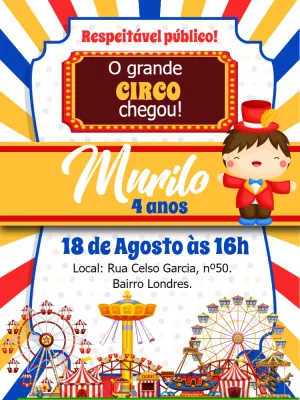 Invitation d'anniversaire Cirque – Statique – Gley Leobas