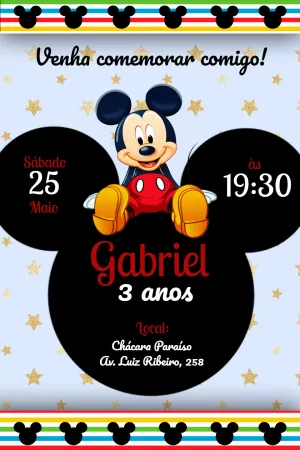 Convite de Aniversário Mickey Mouse para Editar Online