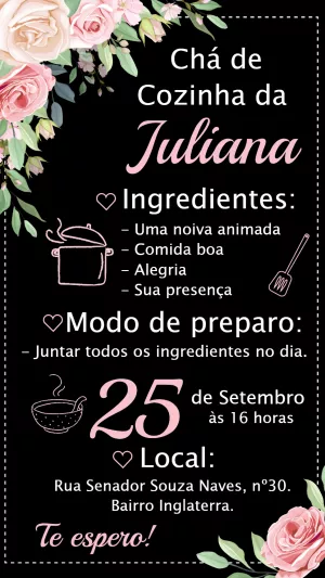 Convite Chá de Cozinha Floral Elegante para Editar Online