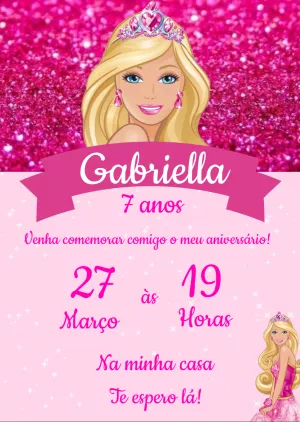 Convite de Aniversário da Barbie para Editar Online