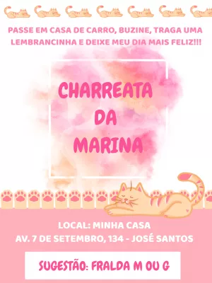 Convite de Charreata Gatinha Rosa para Editar Online