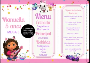 Menu de Aniversário A Casa Mágica da Gabby para Editar Online