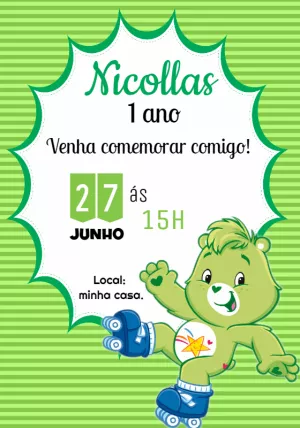 Convite Aniversário Ursinhos Carinhosos Trapalhão para Editar