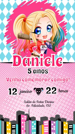 Convite de Aniversário Alerquina para Editar Online