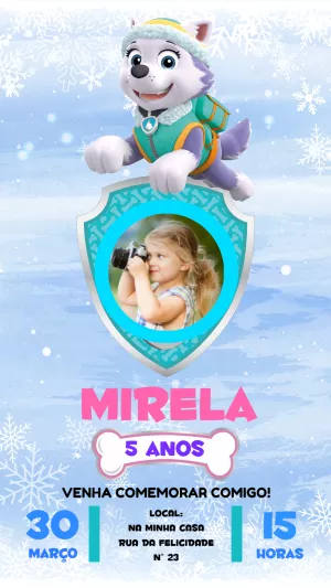 Invito di compleanno Paw Patrol – Statico – Pedro Henrique