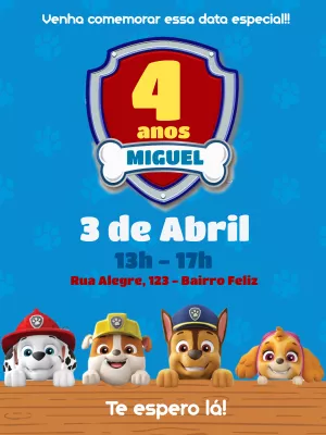 Invito di compleanno Paw Patrol – Statico – Yumi