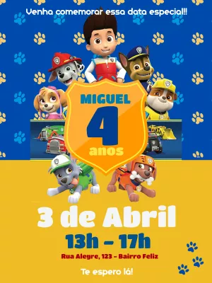 Invito di compleanno Paw Patrol – Statico – Yumi