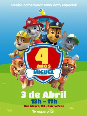 Invito di compleanno Paw Patrol – Statico – Yumi