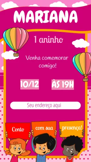 Convite Aniversário 3 Palavrinhas com Personagens para Editar