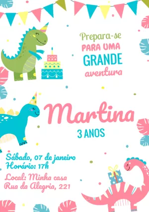 Invitación de cumpleaños Dinosaurio – Estático – Studio Cah
