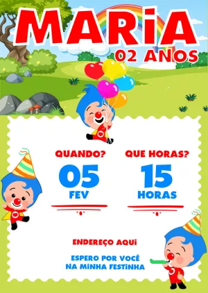 Convite Aniversário Plim Plim Herói do Coração para Editar