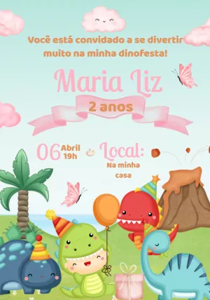Invitación de cumpleaños Dinosaurio – Estático – Convites e Artes Digitais