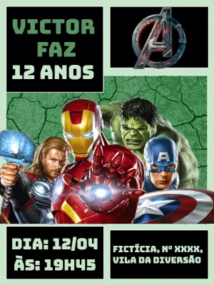 Invitación de cumpleaños Los Vengadores – Estático – Lilian Designer