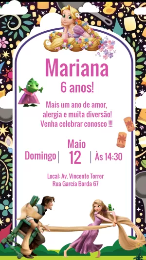 Invito di compleanno Rapunzel – Statico – Laiane