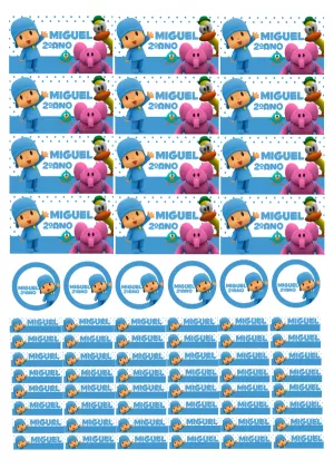 Kit Etiqueta Escolar Pocoyo com Personagens para Editar Online