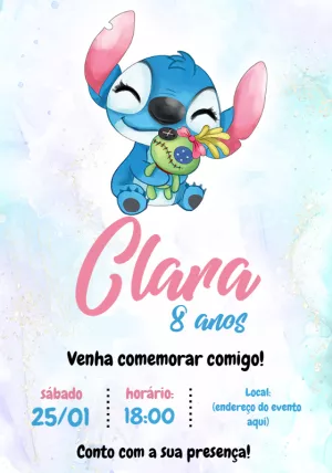 Stitch Birthday Invitation – Static – Convites digitais - Edite você mesmo
