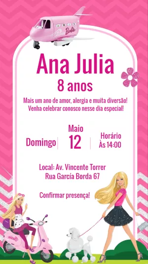 Invitación de cumpleaños Barbie – Estático – Laiane