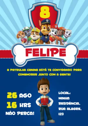 Invito di compleanno Paw Patrol – Statico – Erica Designer