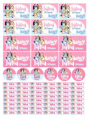 Kit de Etiquetas Escolares Bluey para Editar e Imprimir