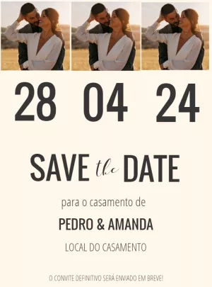 Save the Date Casamento com Mosaico de Fotos para Editar Online