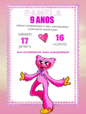 Convite de Aniversário Kissy Missy Poppy Playtime para Editar