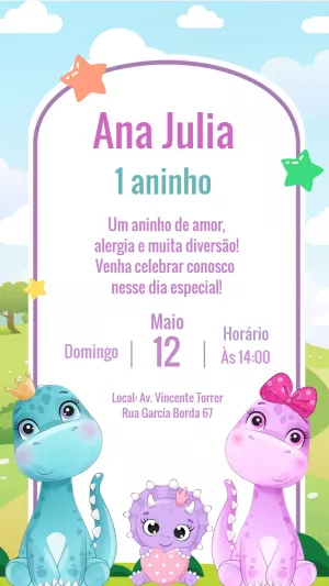 Invitación de cumpleaños Dinosaurio – Estático – Laiane