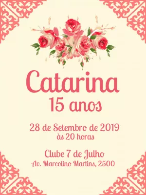 Convite 15 anos Floral Provençal para Editar Online