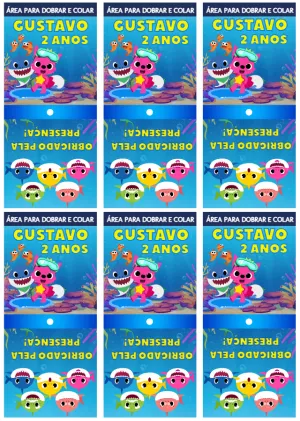 Capa para Pirulito Aniversário Baby Shark para Editar Online
