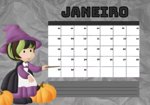 Planner Mensal Bruxinha Editável Online para Imprimir