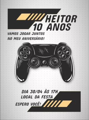 Convite de Aniversário Video Game para Editar Online