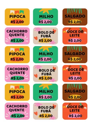 Tags de Preço para Festa Junina para Editar Online