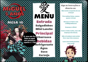 Menu de Aniversário Demon Slayer para Editar Online