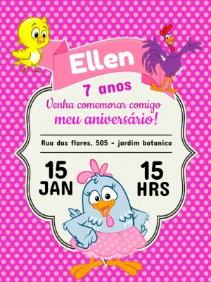 Galinha Pintadinha Birthday Invitation – Static – Carolina