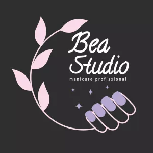 Logo Manicure Profissional com Ramo de Folhas para Editar