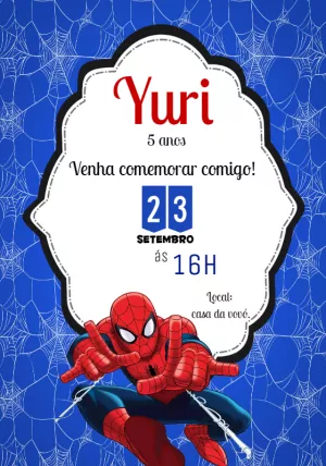 Convite Aniversário Homem Aranha para Editar Online