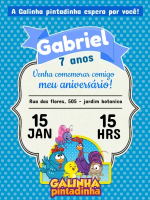 Galinha Pintadinha Birthday Invitation – Static – Carolina