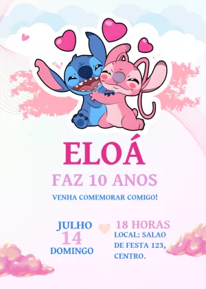 Invitación de cumpleaños Stitch – Estático – Athena