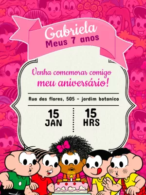 Convite de Aniversário Turma da Mônica para Editar Online