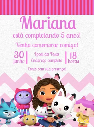 Invitación de cumpleaños La casa de muñecas de Gabby – Estático – Decore Arte
