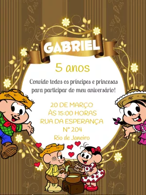 Invitation d'anniversaire Turma da Mônica – Statique – Pedro Henrique