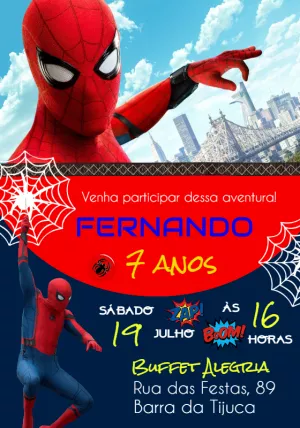 Convite de Aniversário Homem Aranha para Editar Online