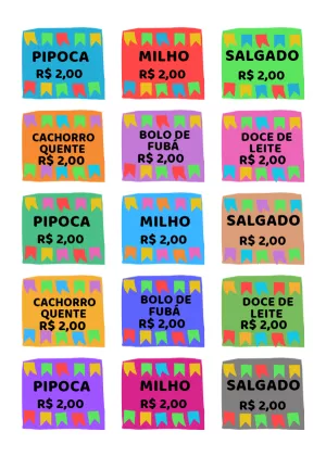 Tags de Comida para Festa Junina para Editar Online
