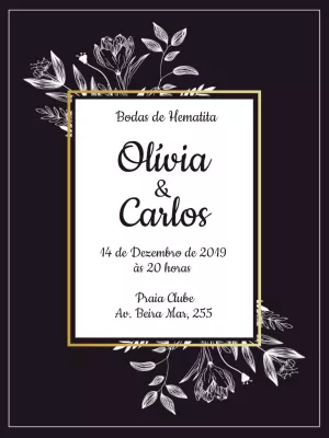 Convite Bodas de Hematita Floral Elegante para Editar Online