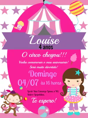 Invitation d'anniversaire Cirque – Statique – Bella Liz Convites