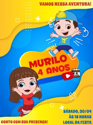 Convite Aniversário Aventureiros Luccas e Gigi para Editar