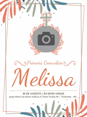 Convite Primeira Comunhão com Foto para Editar Online