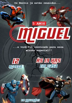 Invitación de cumpleaños Los Vengadores – Estático – Convites Personalizados